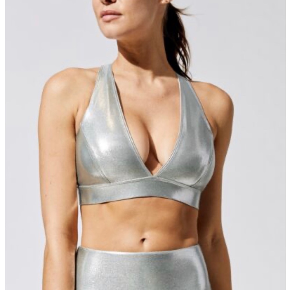 Heroine Sport Metallic Silver Sports Bra